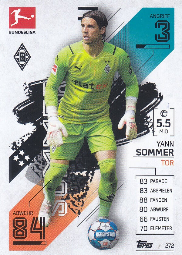 Yann Sommer / Borussia Mönchengladbach / Topps Match Attax 2021 / Basis Karte / Nr.272