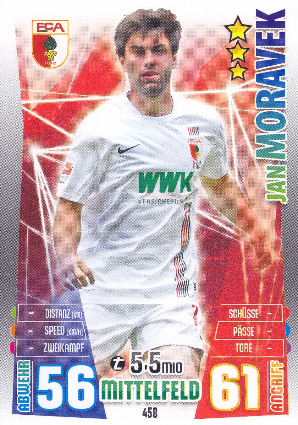 Jan Moravek / FC Augsburg / Topps Match Attax 2015 / Basis Karte / Nr.458