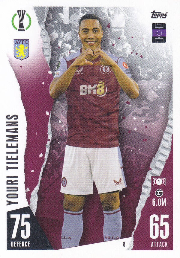 Youri Tielemans / Aston Villa / Topps Champions League 2023 / Basis Karte / Nr.8