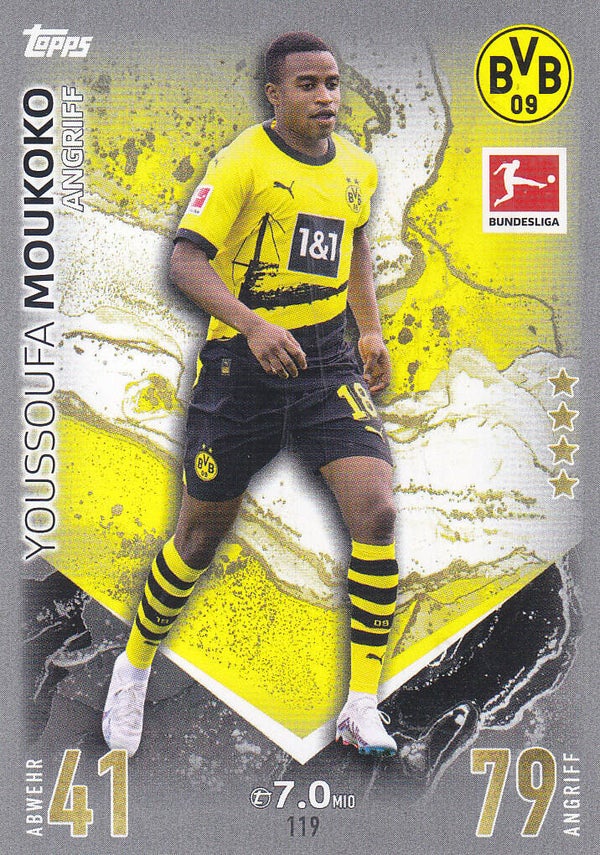 Youssoufa Moukoko / Borussia Dortmund / Topps Match Attax 2023 / Basis Karte / Nr.119