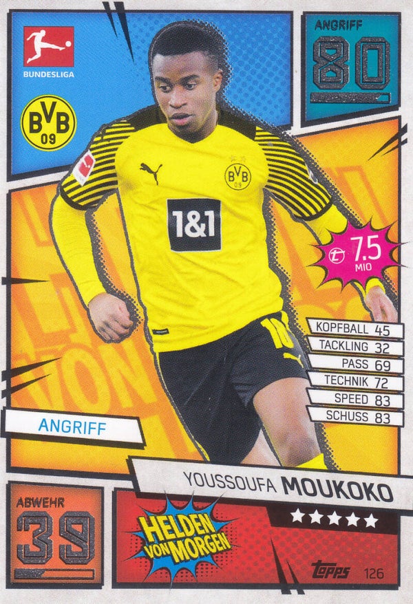 Youssoufa Moukoko / Borussia Dortmund / Topps Match Attax 2021 / Helden von Morgen / Nr.126