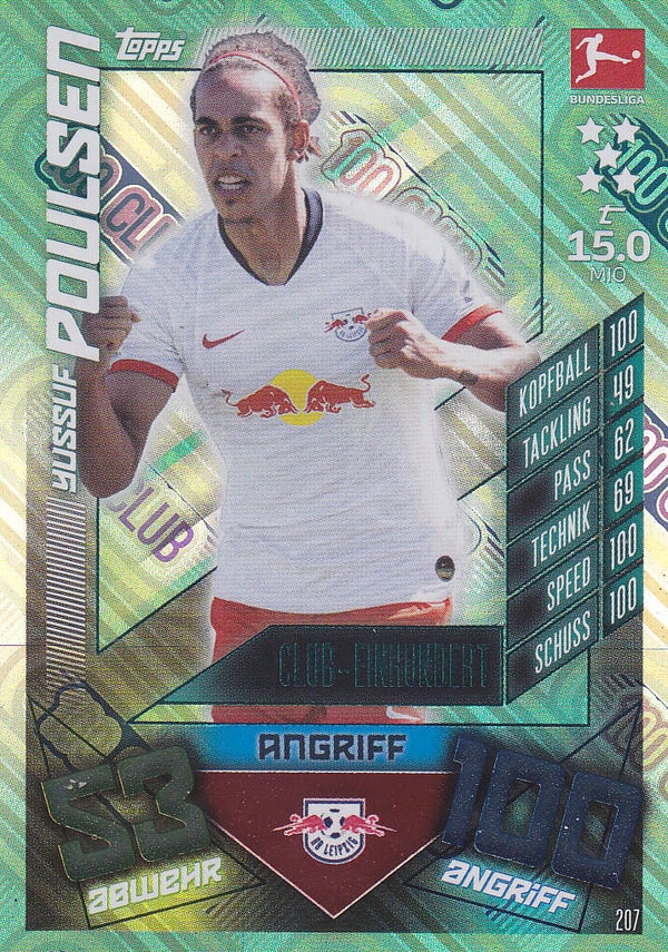 Yussuf Poulsen - RB Leipzig - Topps Match Attax 2019 - Club 100 - Nr. 207