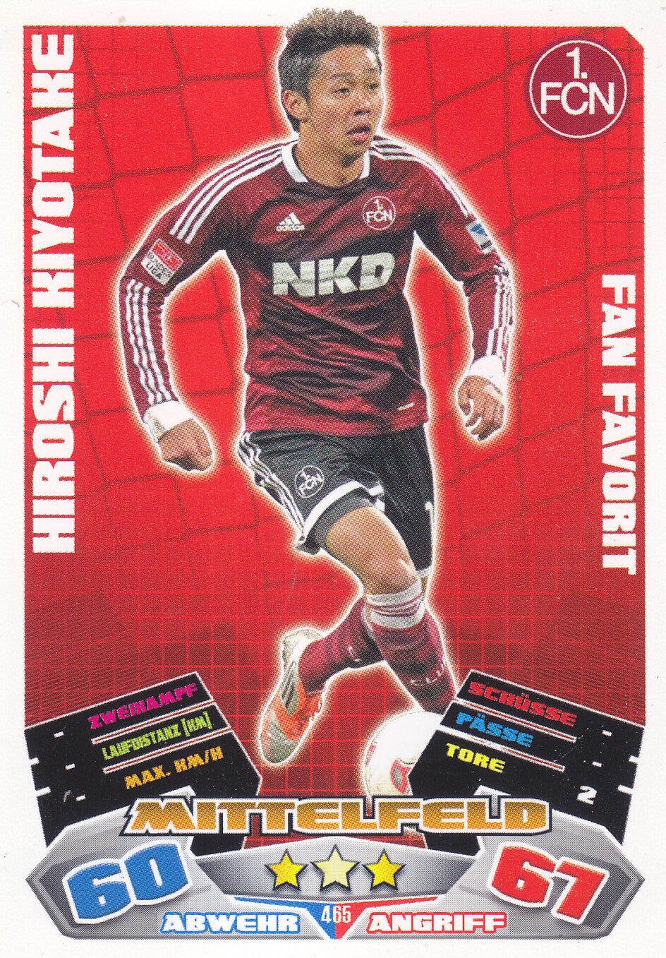 Hiroshi Kiyotake / 1.FC Nürnberg / Topps Match Attax 2012 / Fan Favorit / Nr. 465