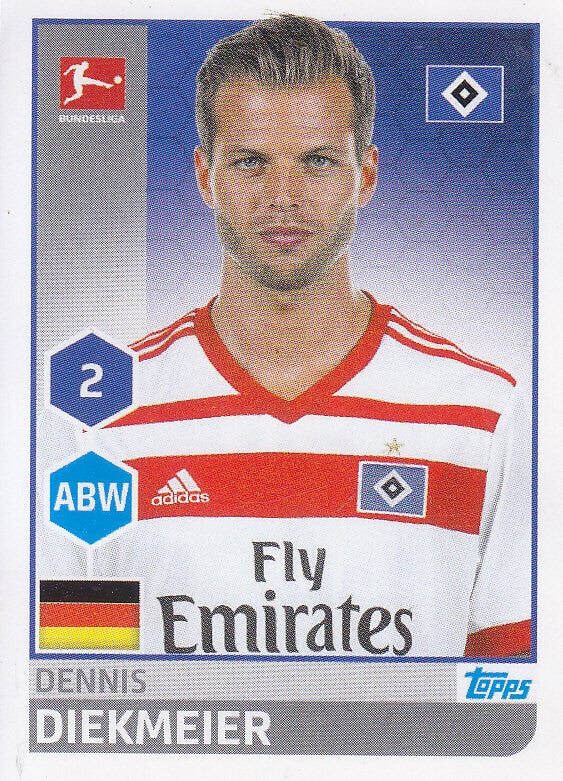 Dennis Diekmeier - Hamburger SV - Topps Bundesliga 2017 - Basis Bild - Nr. 96