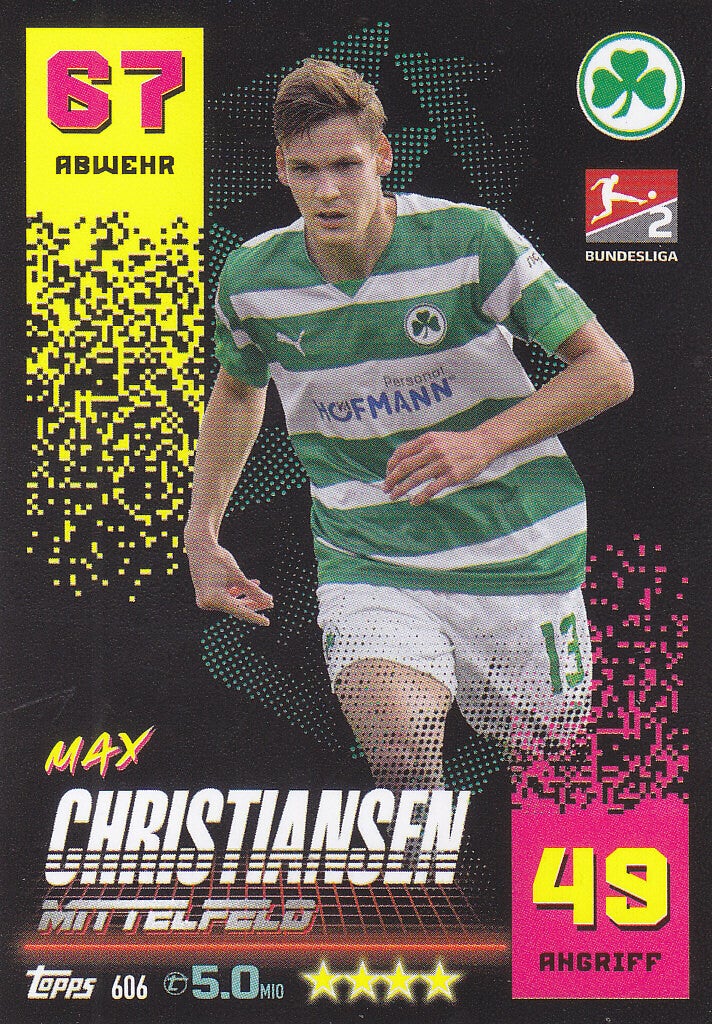 Max Christiansen / SpVgg Greuther Fürth / Topps Match Attax 2022 / Basis Karte / Nr.606