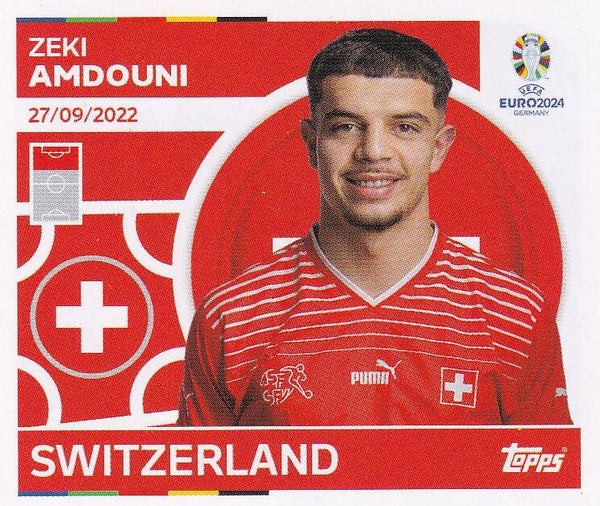 Zeki Amdouni / Schweiz / Topps EM 2024 / Basis Bild / Nr. SUI 19