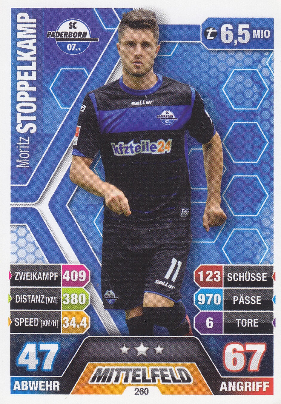 Moritz Stoppelkamp - SC Paderborn - Topps Match Attax 2014 - Basis Karte - Nr. 260