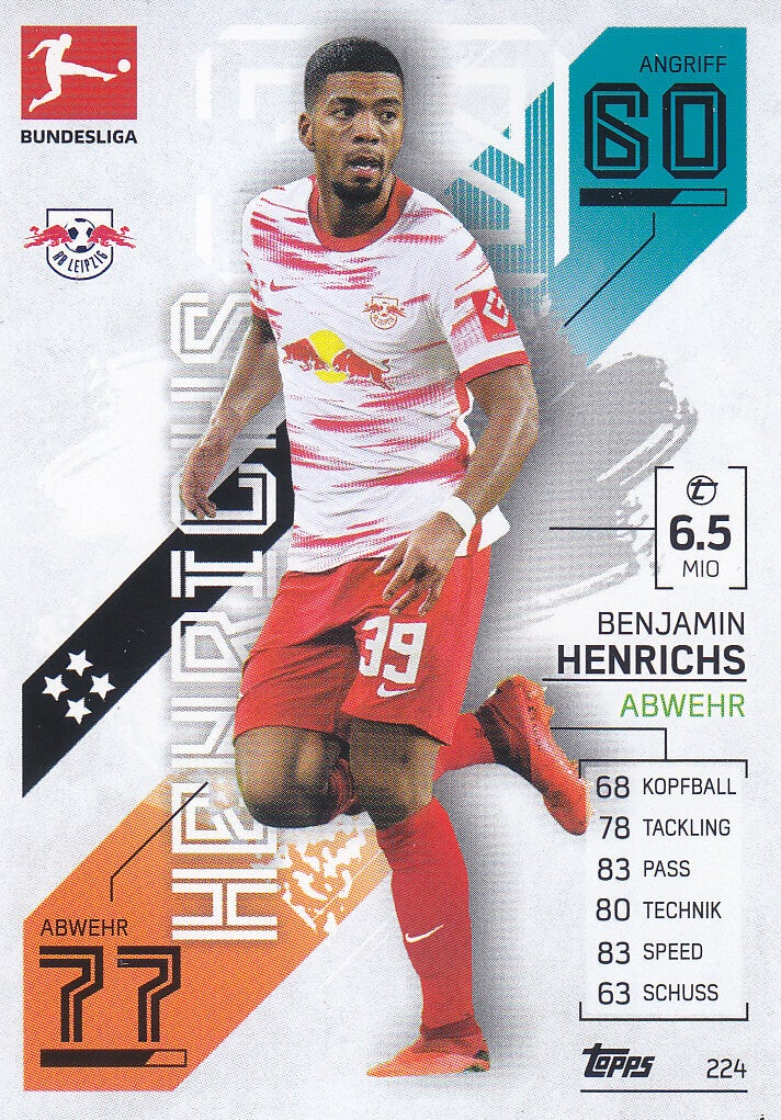 Benjamin Henrichs / RB Leipzig / Topps Match Attax 2021 / Basis Karte / Nr.224