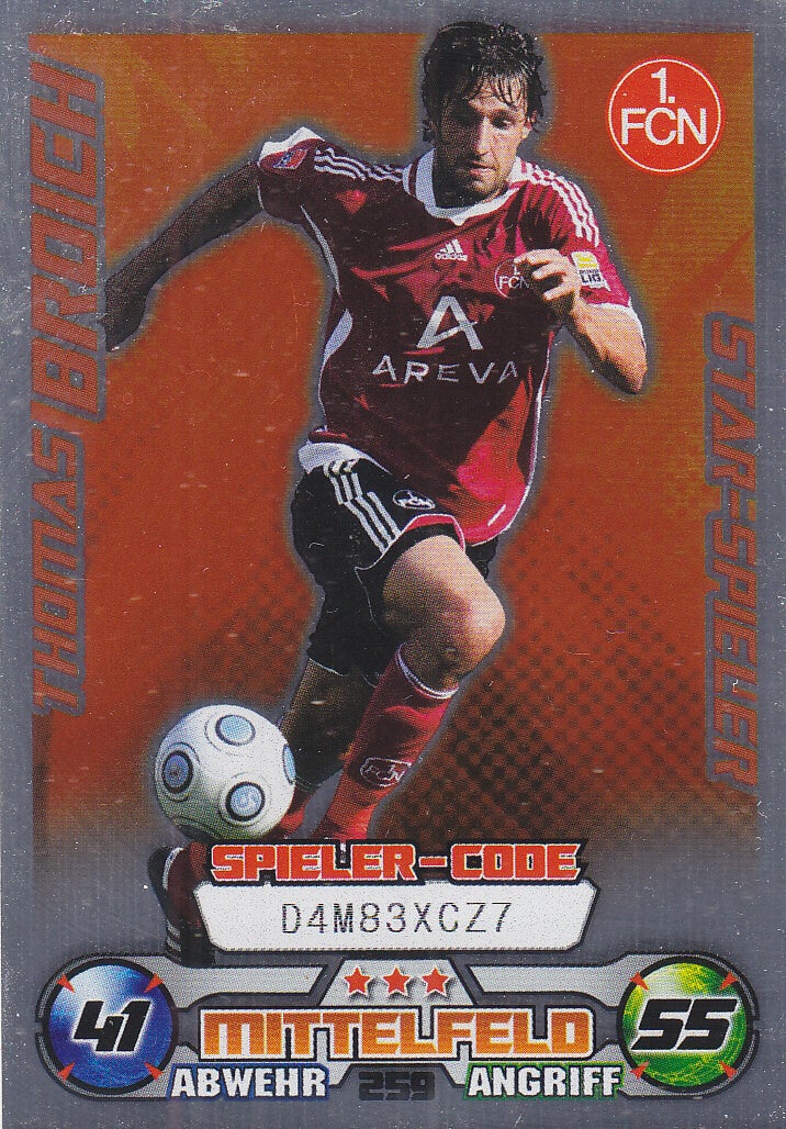 Thomas Broich - 1.FC Nürnberg -  Topps Match Attax 2009 - Star Spieler - Nr. 259