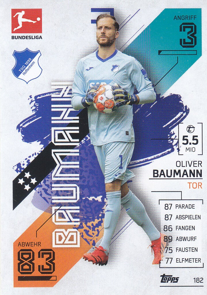 Oliver Baumann / TSG Hoffenheim / Topps Match Attax 2021 / Basis Karte / Nr.182
