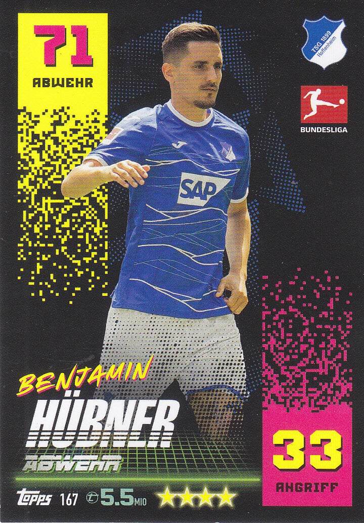 Benjamin Hübner TSG Hoffenheim Basis Karte Nr.167