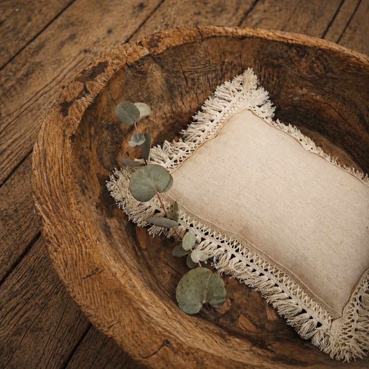 Handmade Boho Pillow – Cream | Newborn Photography Prop | Boho Kissen Creme