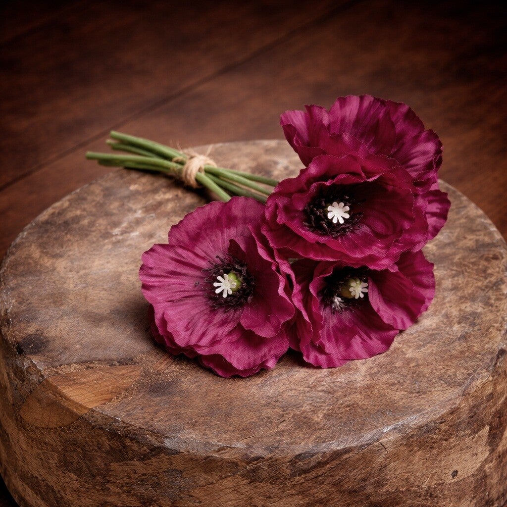Burgundy Poppy Flower Bundle | Newborn Photography Floral Prop