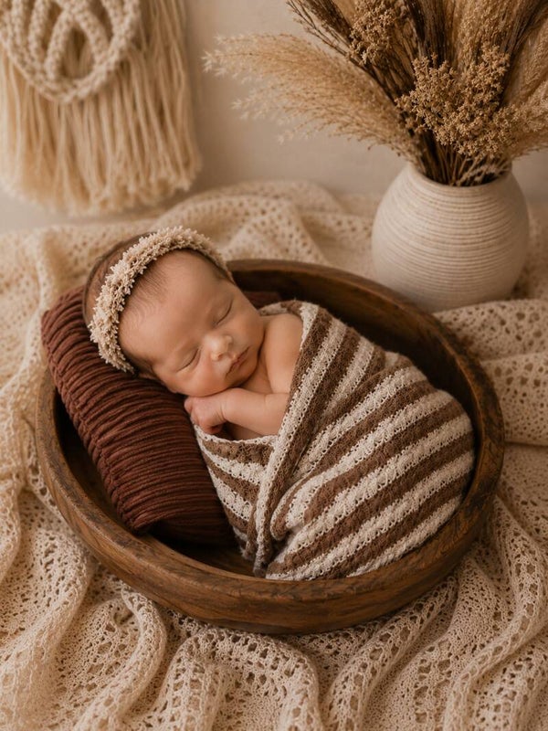 Striped Knit Wrap & Blanket – Newborn Photography Prop