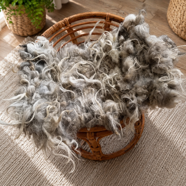 Handwoven Sheep Wool Woven Blanket Light Grey-Grey