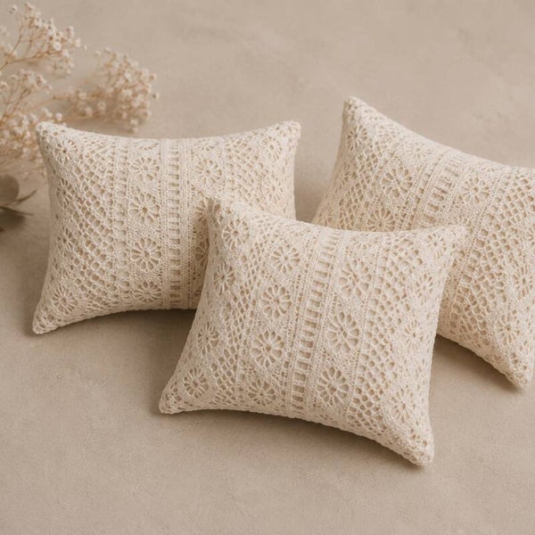 Boho Lace Pillow – Cream | Newborn Photography Prop