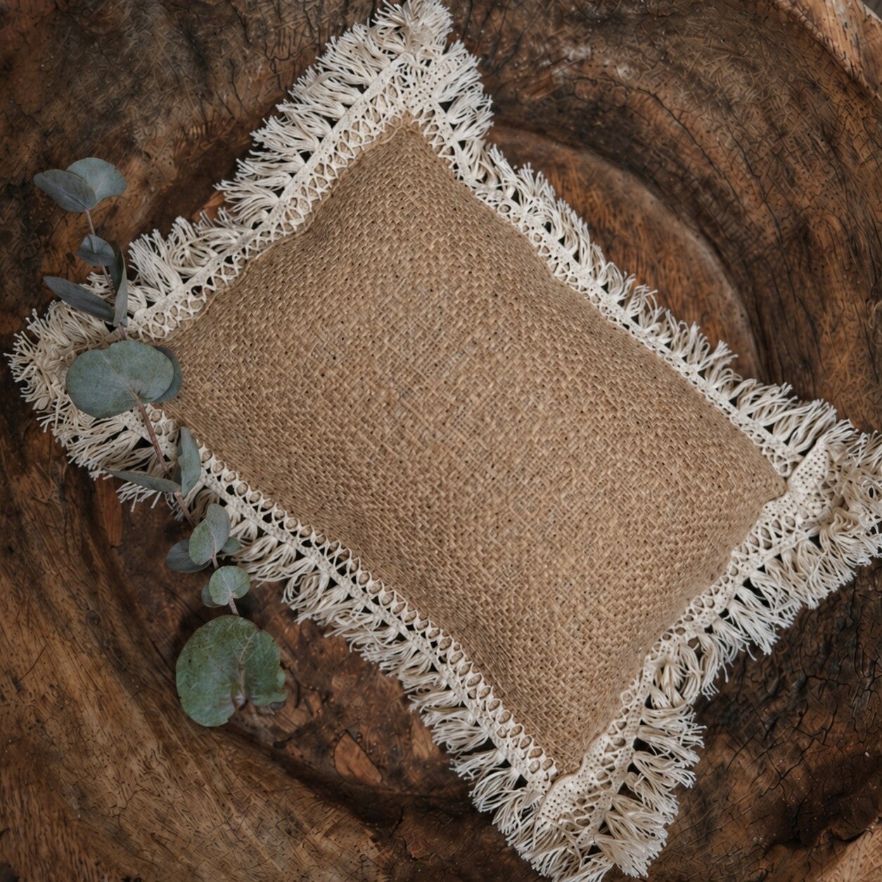 Handmade Boho Pillow – Natural | Newborn Photography Prop | Boho Kissen Natur