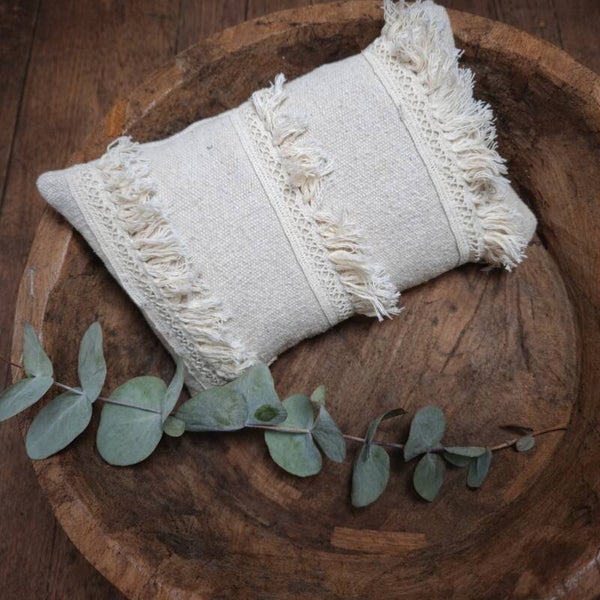 Cream Boho Pillow – Newborn Photography Prop