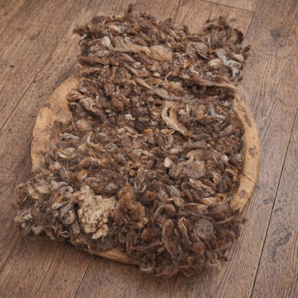 Handwoven Flake Blanket – Brown/Beige – Newborn Photography Prop