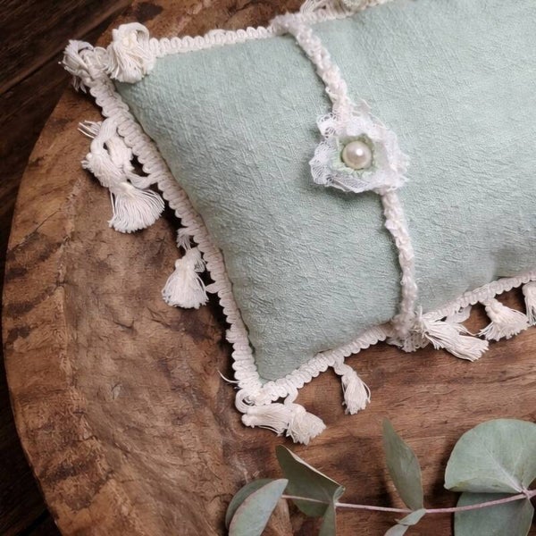 Newborn Pillow & Headband Set – Soft Mint