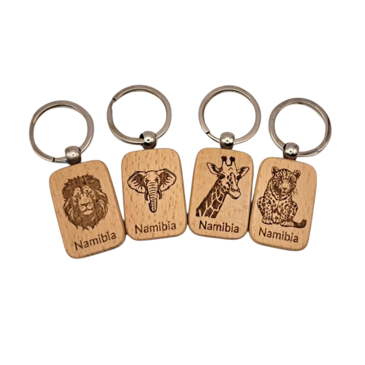 Wooden Keychain with Namibia Animal