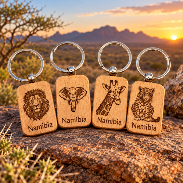 Wooden Keychain with Namibia Animal