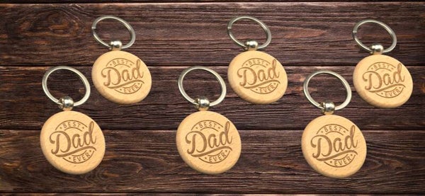 Bamboo Round Keyring – "Best Dad Ever"