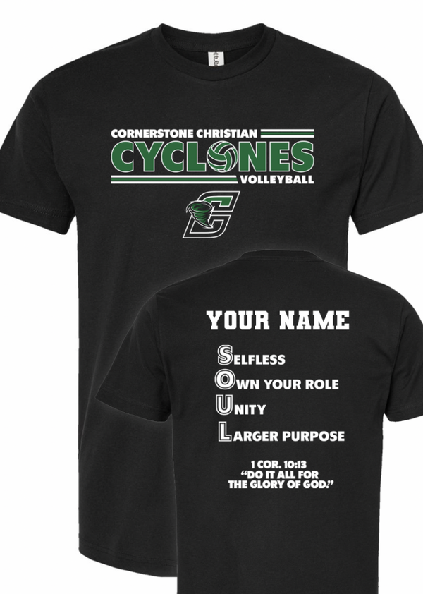 Personalized Black Short or Long Sleeve Cotton T - Volleyball