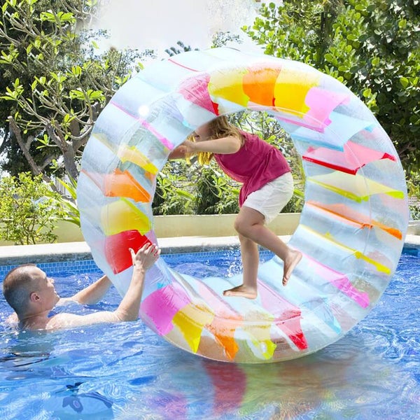Joliyoou Water Wheel Pool Float, 47" Inflatable Roller Float for Kids, Giant Colorful Pool Toy