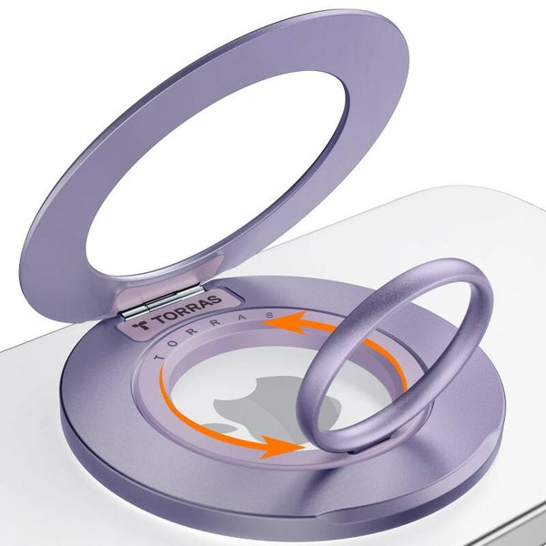 2025 Newest Thin Fit for MagSafe Phone Grip Ring Holder [Dual-Ring] Compatible with MagSafe Kickstand Magnetic for iPhone 16/15/14/13/12/11 Samsung, Google Accessories, Purple