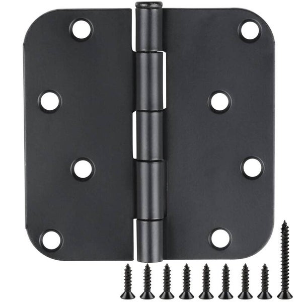 Pack Black Door Hinges Matte Black 4 Inch 5/8" Radius Hinges for Doors 4 Inch