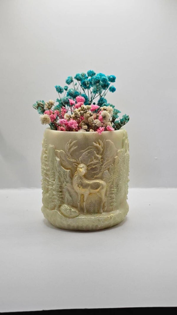 Florero Navideño con cera de soja de ciervos