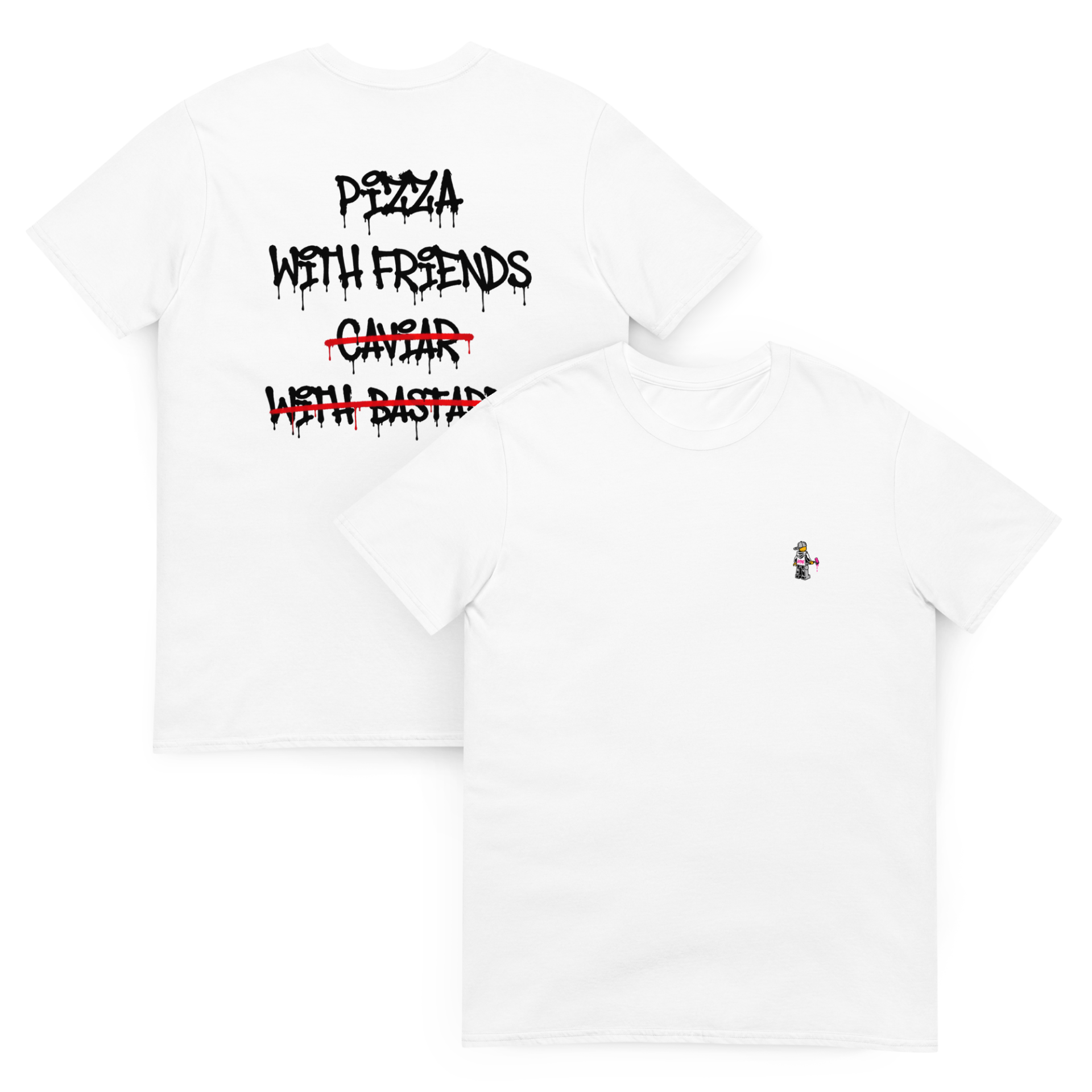 Man : PIZZA WITH FRIENDS - White
