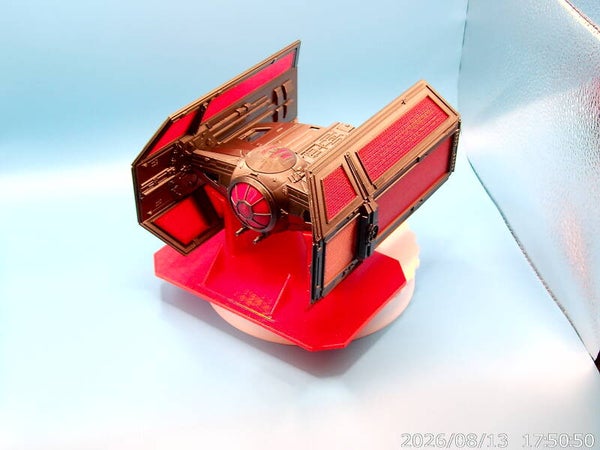 Darth Vader tie fighter with red panels but black can be made