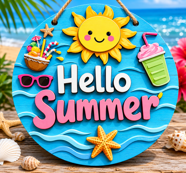 2D Wood Hello Summer (Sun) 😎
