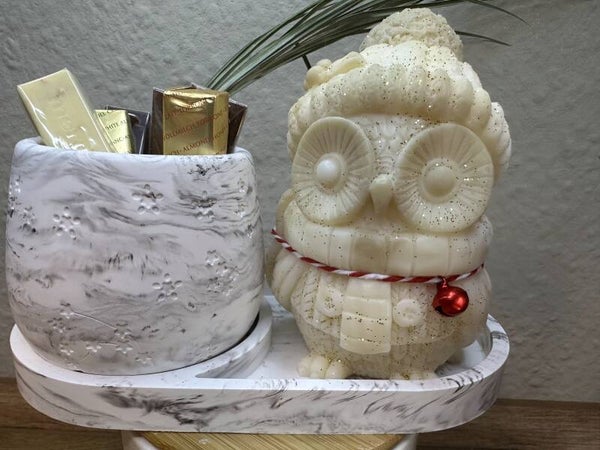 Handgefertigte Kerze/ Gießform " Eulen Geflüster"