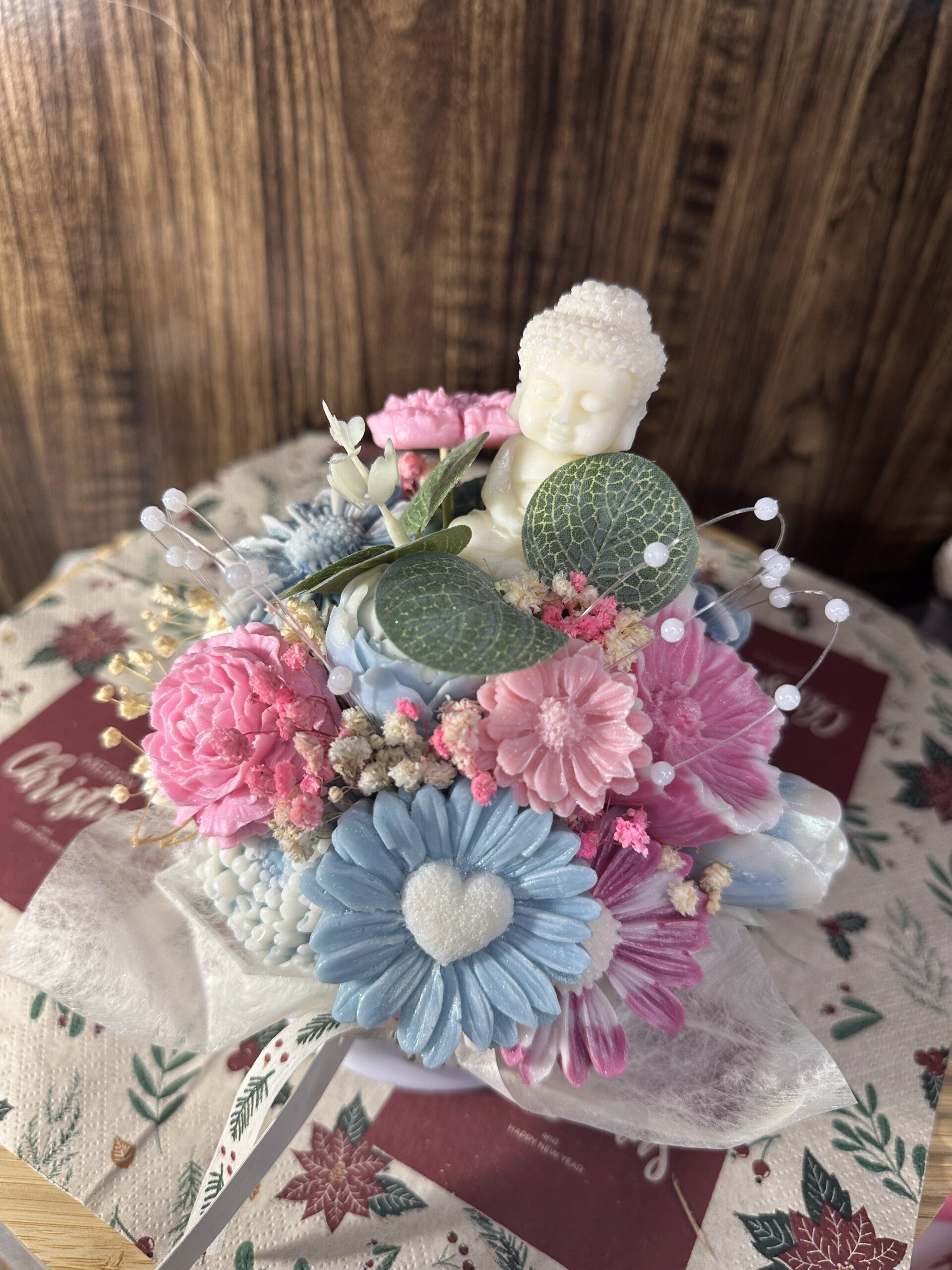 Kerzenstrauß " Seelentröster " handgegossen aus Rapswachs