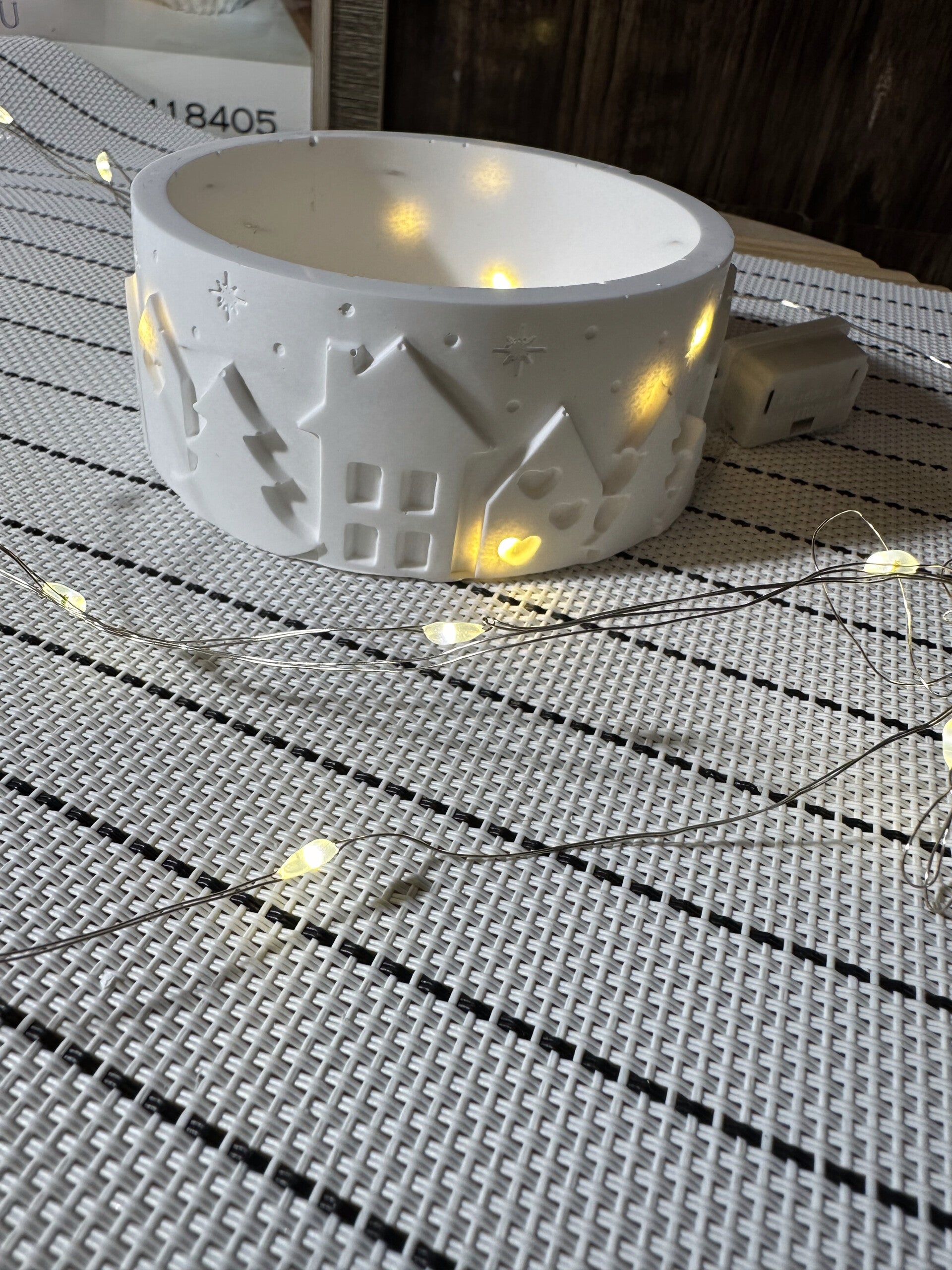 handgegossen "Winterland" Dekoschale mit integrierte Beleuchtung