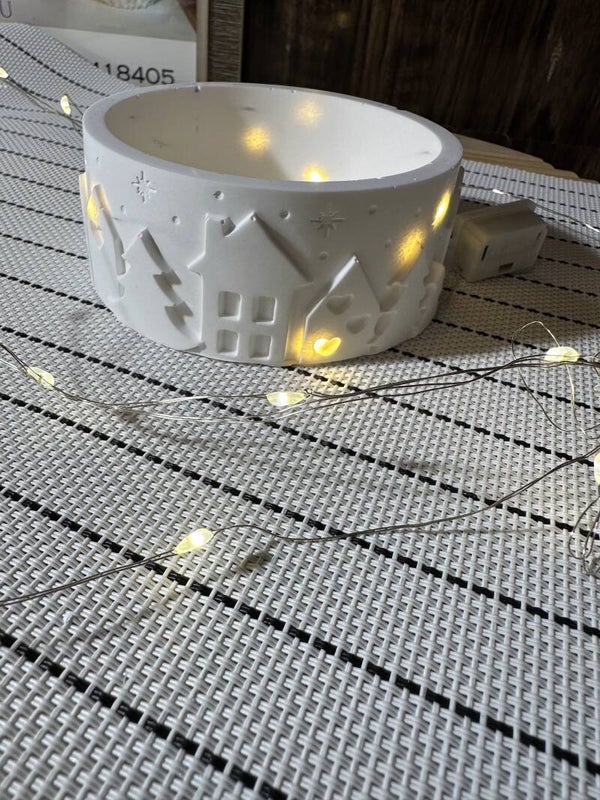 handgegossen "Winterland" Dekoschale mit integrierte Beleuchtung