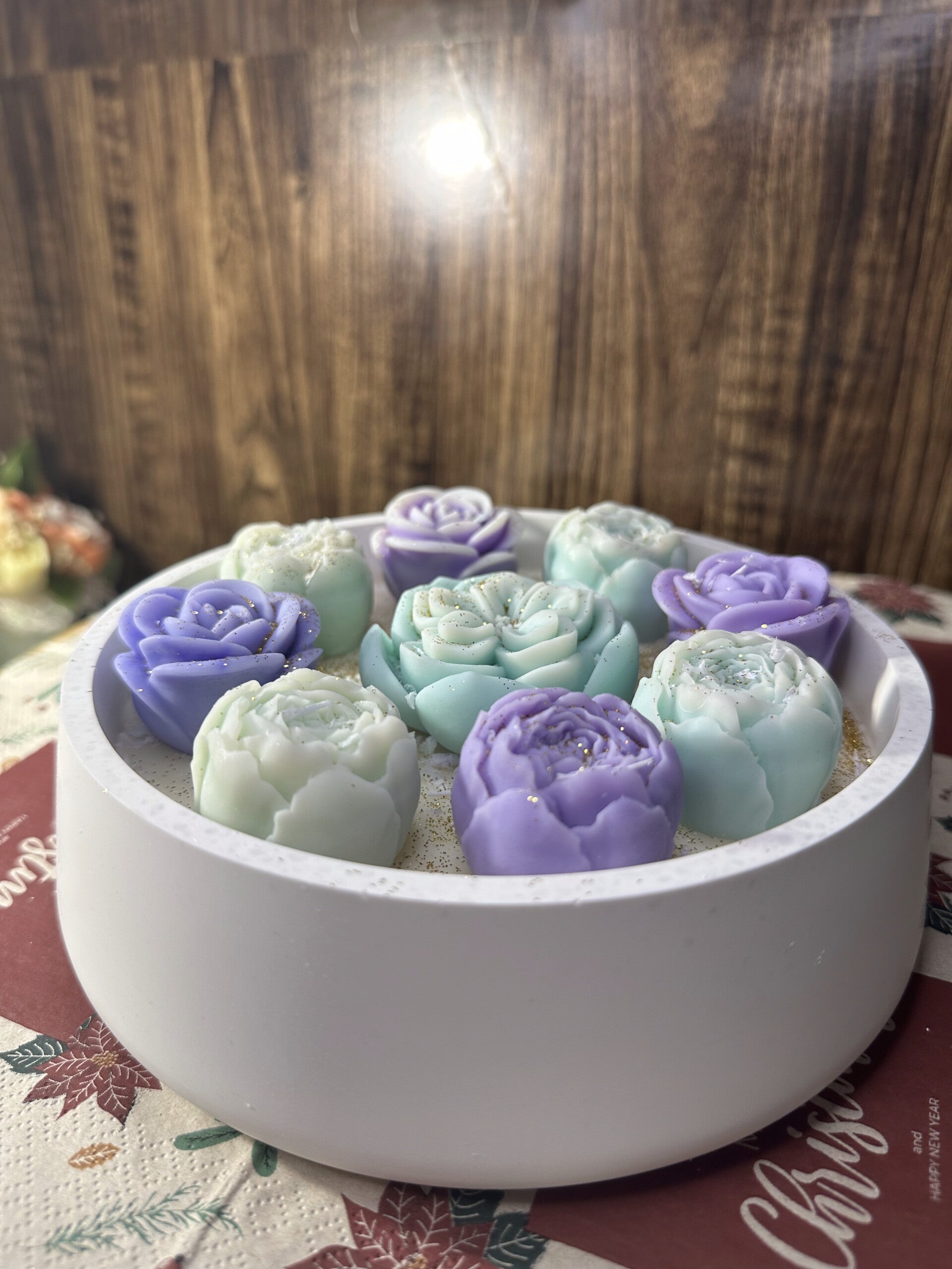 Duftschale " Blütenzauber" handgegossen Gießschale mit Duftwachs