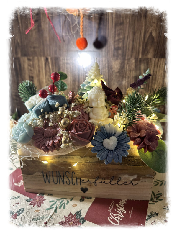 Kerzenstrauß "Christmas" - handgegossen aus Rapswachs