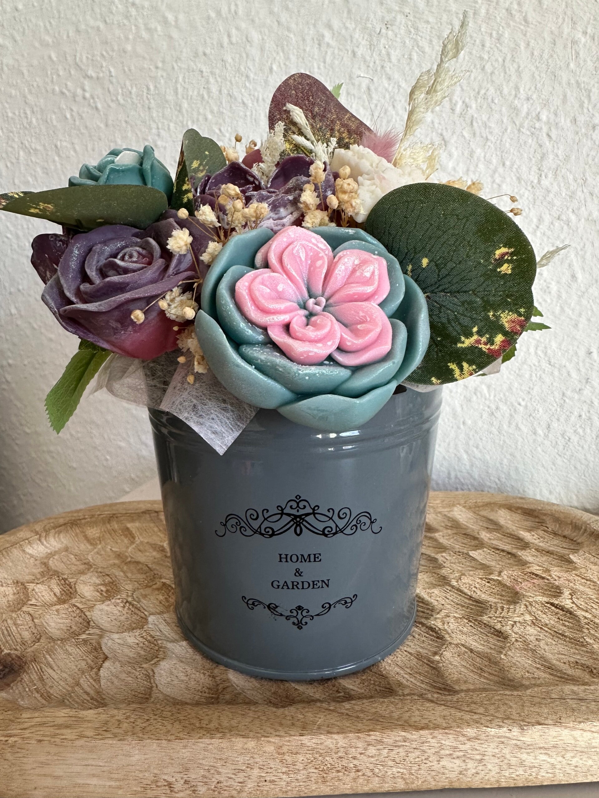 Kerzenstrauß "Vintage Bloom "handgegossen aus Rapswachs