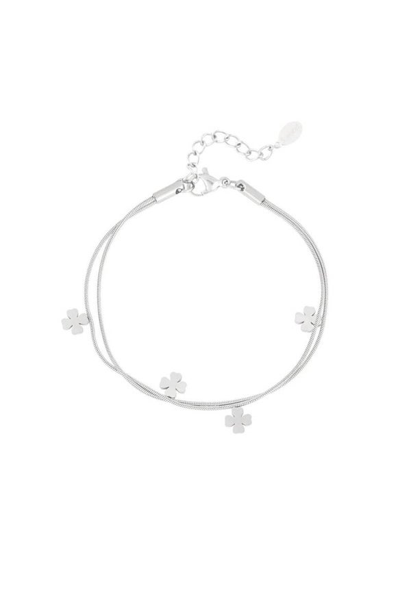 armband klavertje 4 stainless steel
