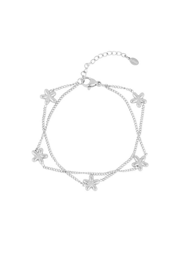 Armband bloemetjes stainless steel