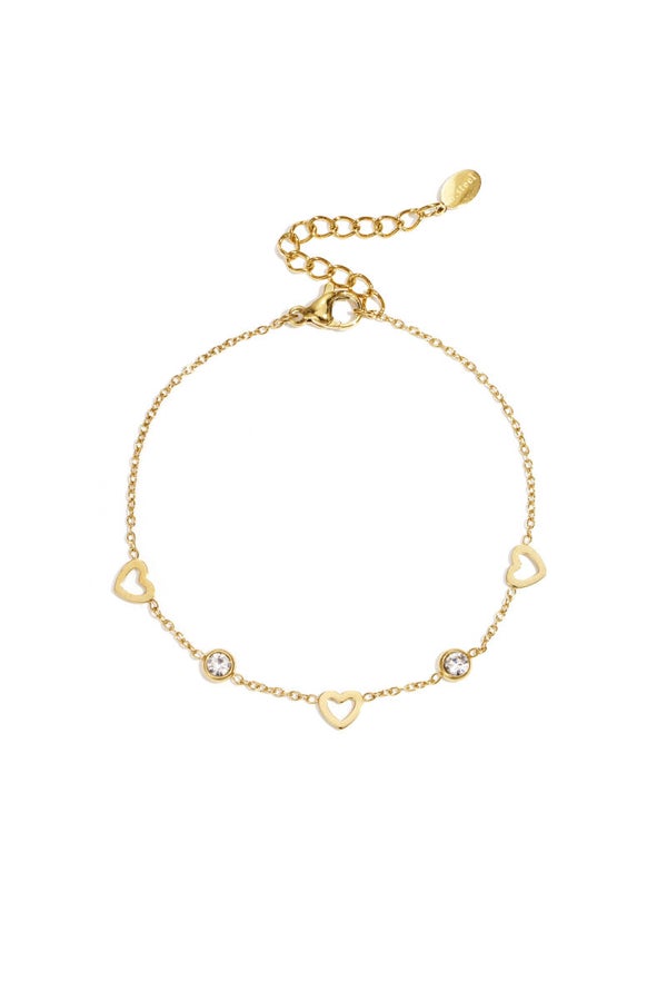 Armband met hartjes en steentjes