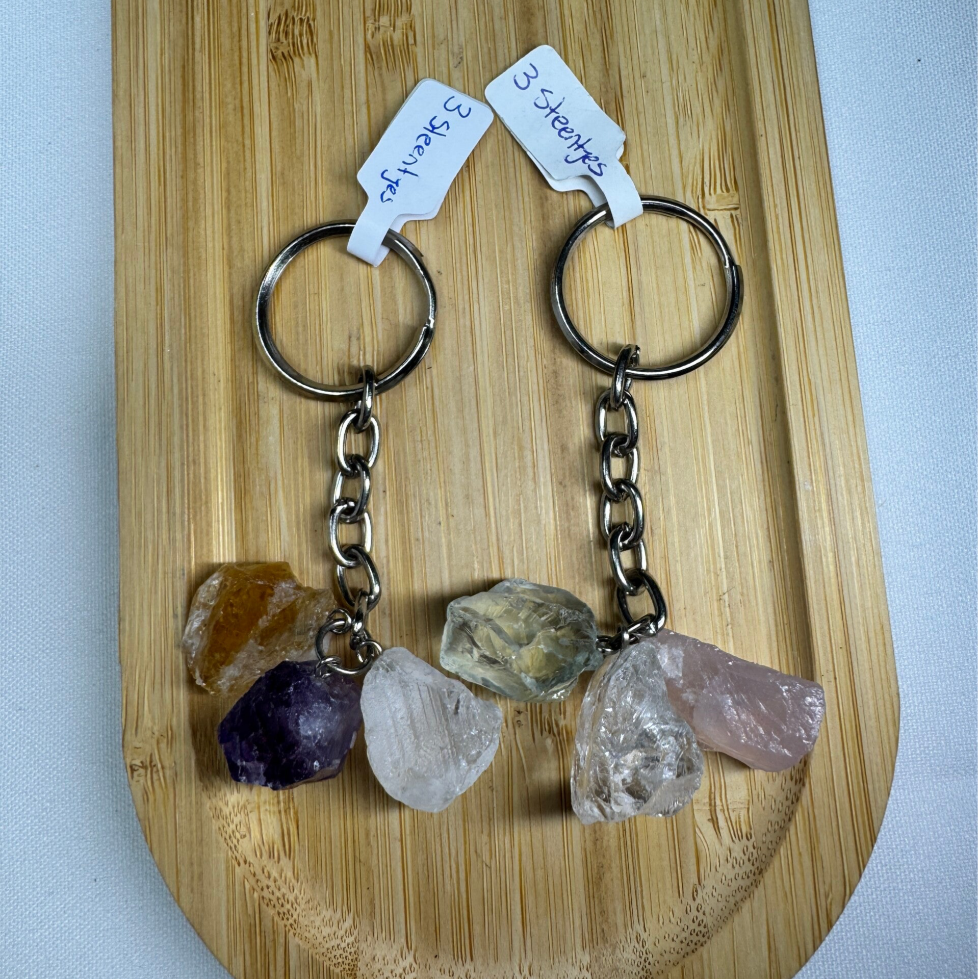 Sleutelhanger 3 ruwe steentjes
