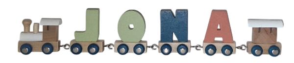 Lettertrein met de naam Jona
