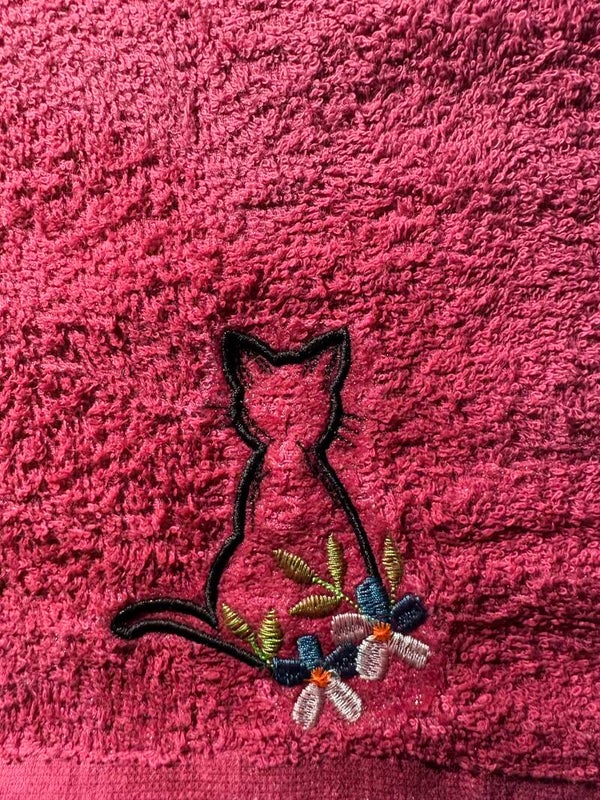 Gästetuch Katze mit Blumen