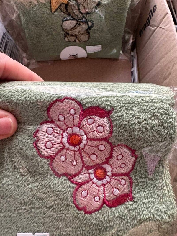 Gästetuch rote Blüten