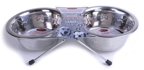 1.75L 2 bols avec support motif relief